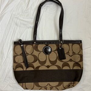 Coach Leather trim Logo Shoulder bag